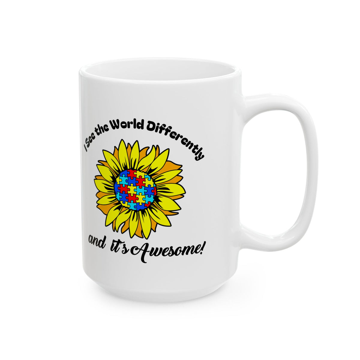 Autism Awareness Inspirational Flower Design Ceramic Mug | 11oz & 15oz