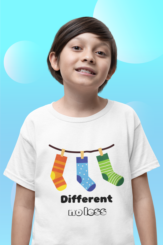 Kids 'Different no less’ Heavy Cotton Tee - Fun & Colorful T-Shirt for children