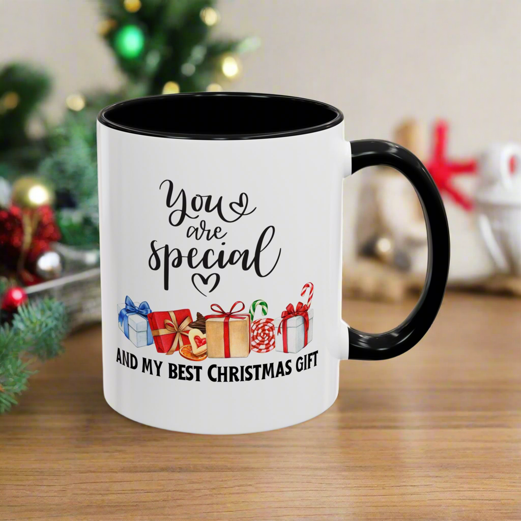 Two-toned Holiday Accent Coffee Mug - 'You Are Special' and my best Gift for Christmas - 11oz & 15oz