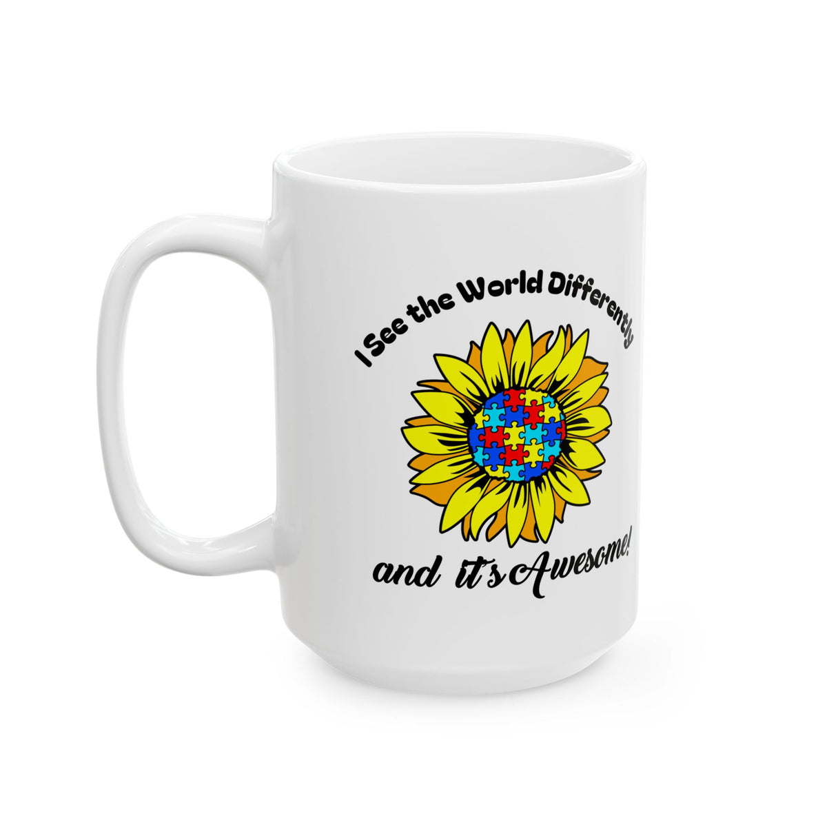 Autism Awareness Inspirational Flower Design Ceramic Mug | 11oz & 15oz