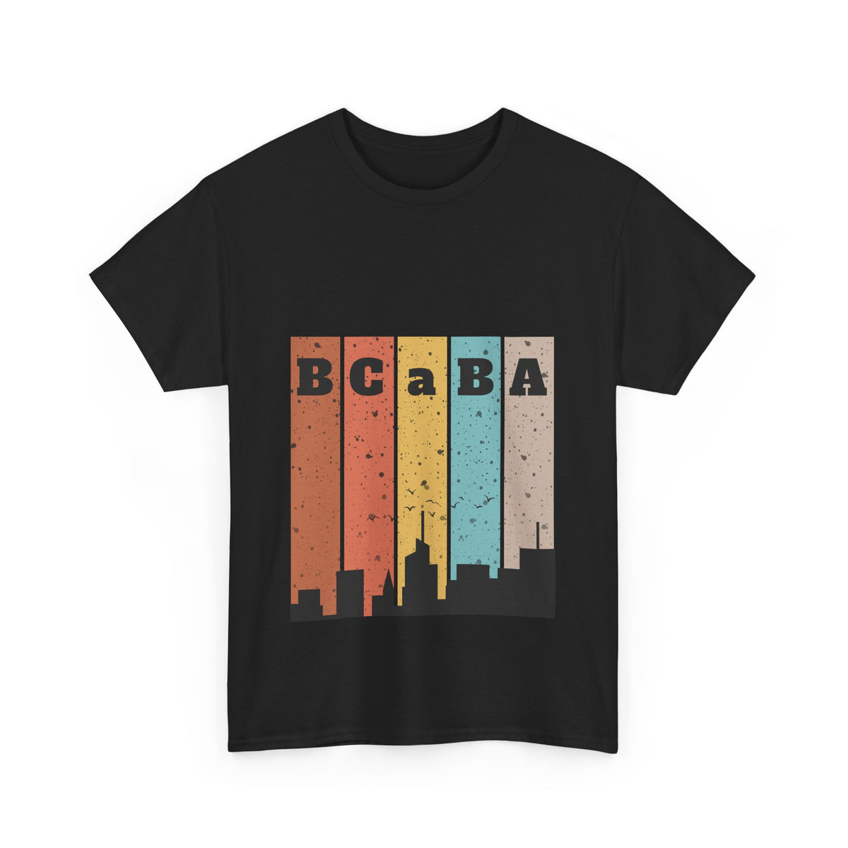 Unisex Heavy Cotton Tee for BCaBA- Retro Cityscape Design
