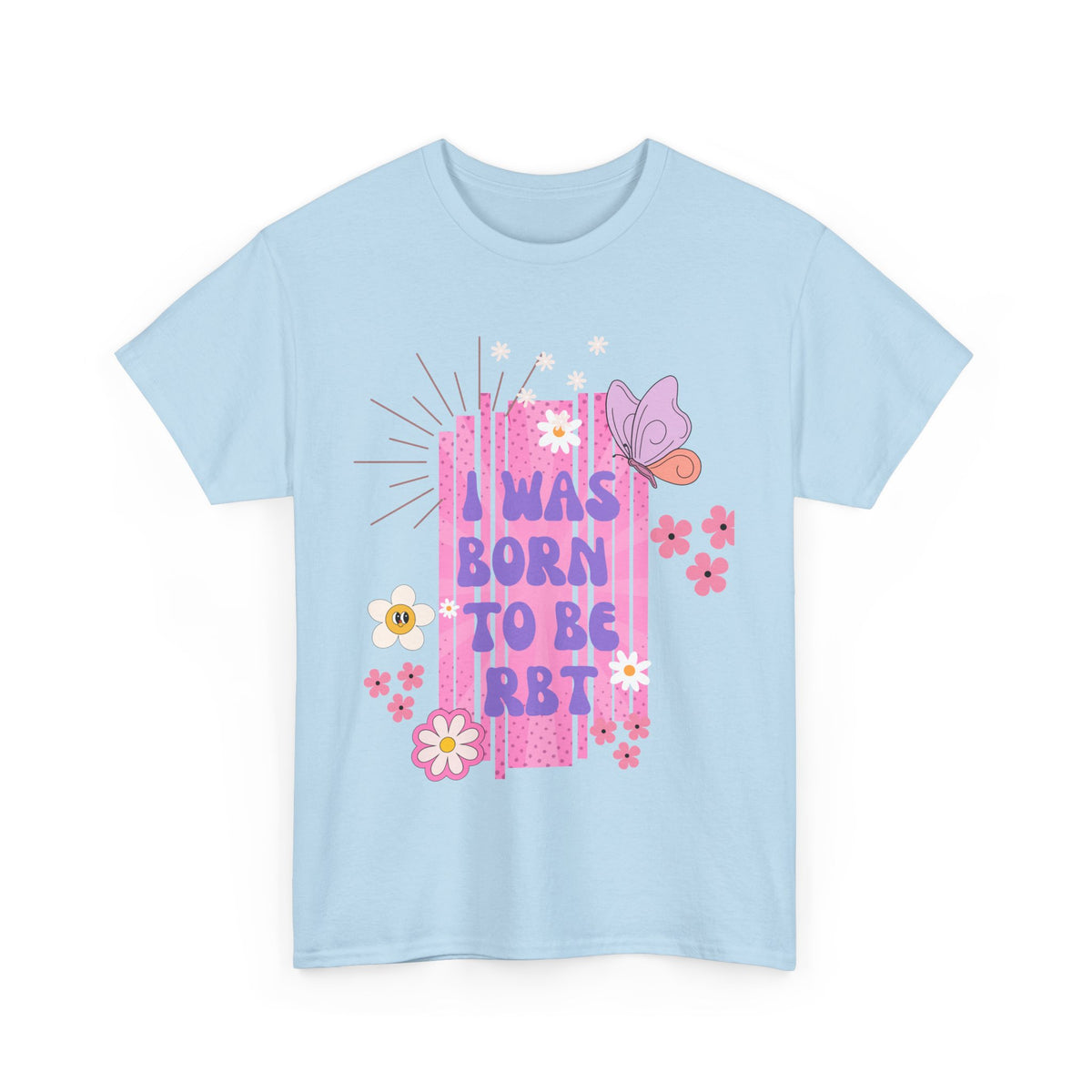 Vintage Floral Unisex Heavy Cotton Tee - 'I Was Born to Be RBT' Design