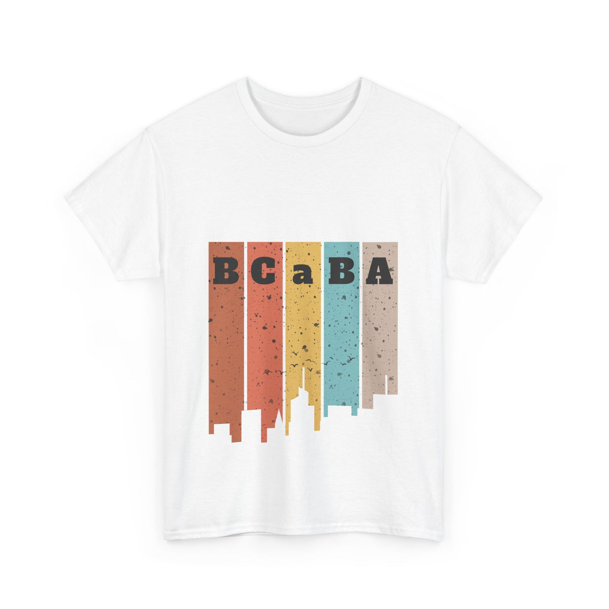 Unisex Heavy Cotton Tee for BCaBA- Retro Cityscape Design