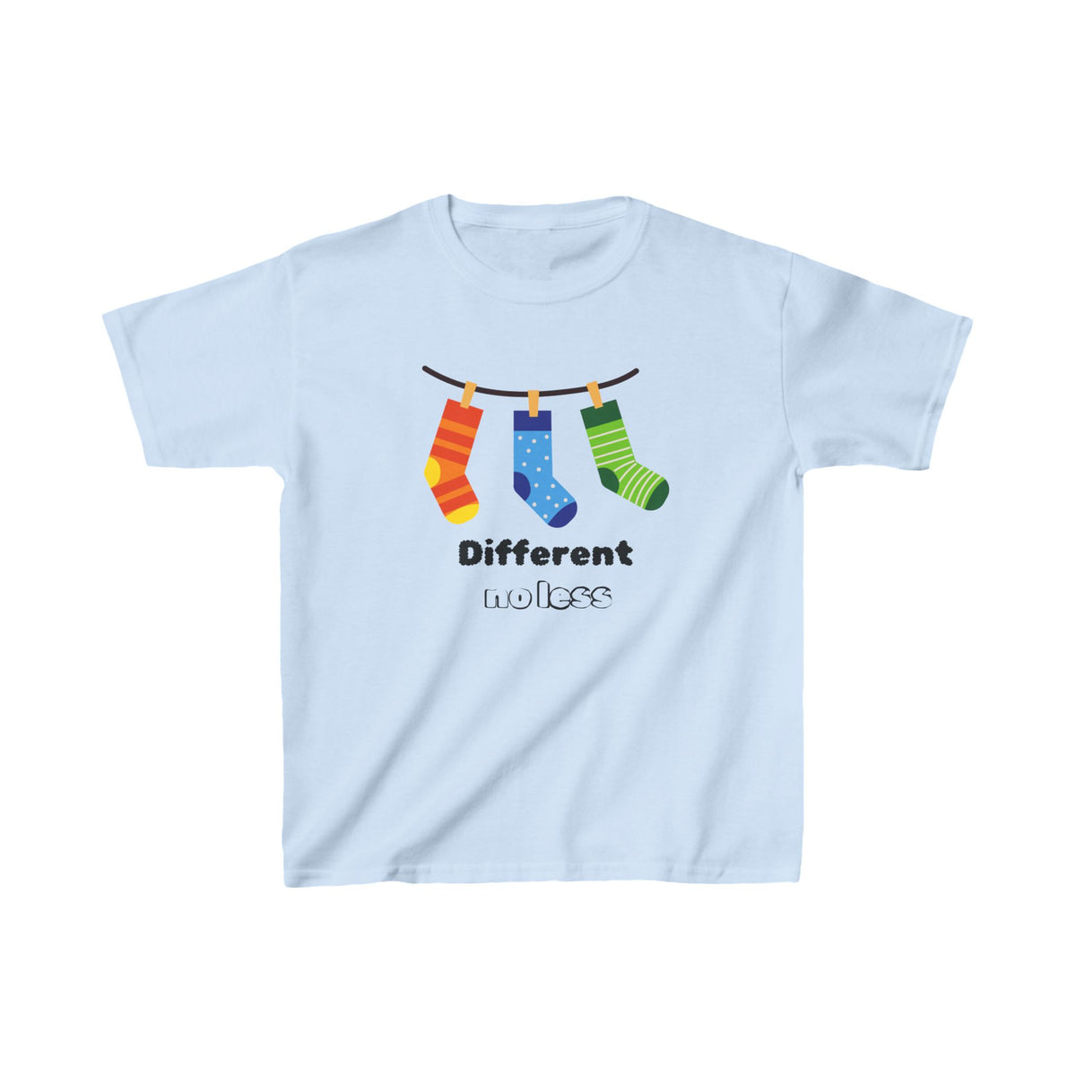 Kids 'Different no less’ Heavy Cotton Tee - Fun & Colorful T-Shirt for children