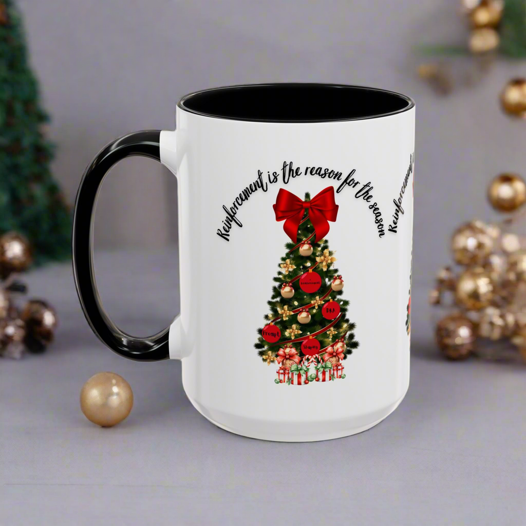 Two-Toned Christmas Coffee Mug “Reinforcement is the Reason for the Season” Holiday Mug. 11oz & 15oz