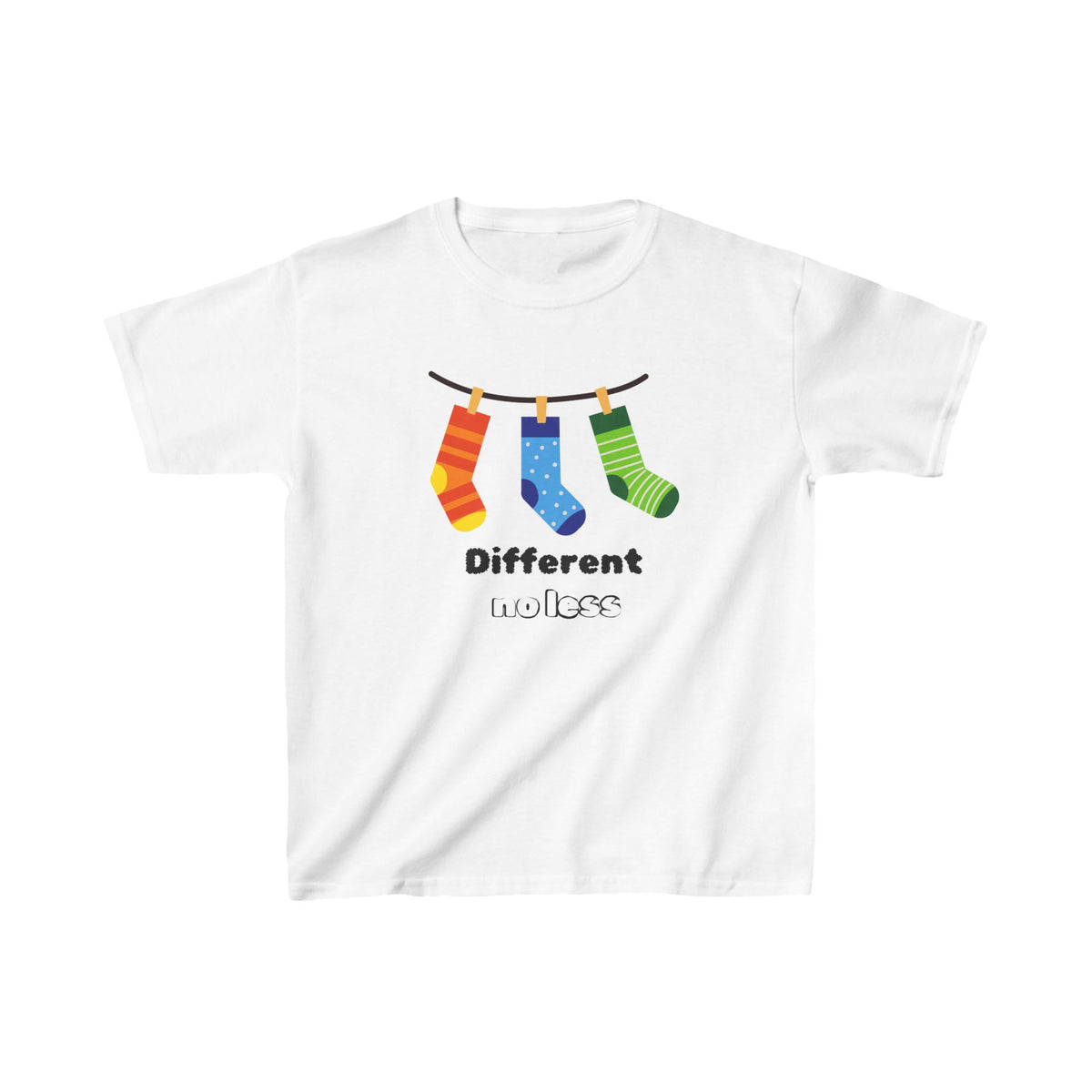 Kids 'Different no less’ Heavy Cotton Tee - Fun & Colorful T-Shirt for children