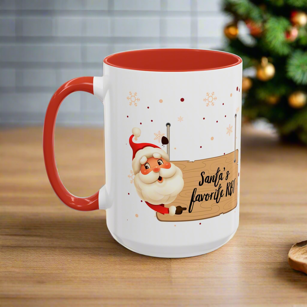 Two-Toned Christmas Mug. “Santa's Favorite RBT Coffee Mug - Holiday Accent Mug - 11oz & 15oz