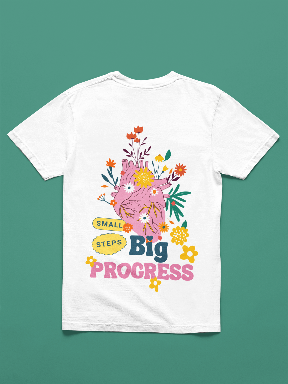 Inspirational Unisex Heavy Cotton Tee - "Small Steps, Big Progress" Design