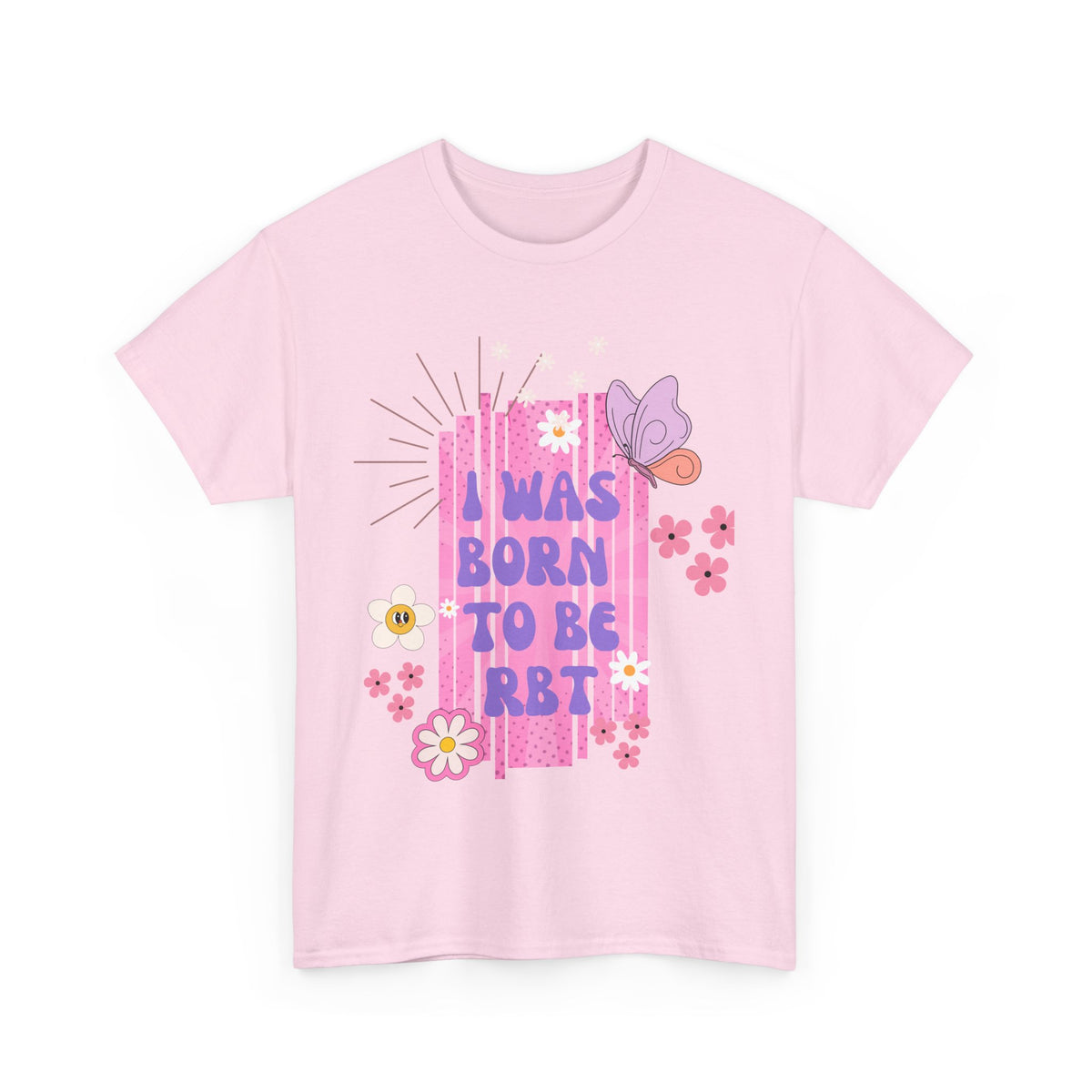 Vintage Floral Unisex Heavy Cotton Tee - 'I Was Born to Be RBT' Design