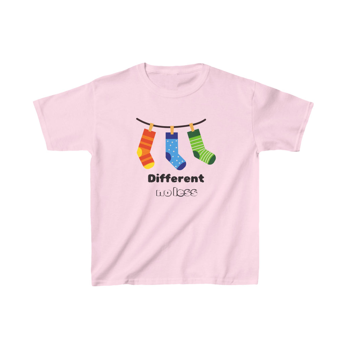 Kids 'Different no less’ Heavy Cotton Tee - Fun & Colorful T-Shirt for children