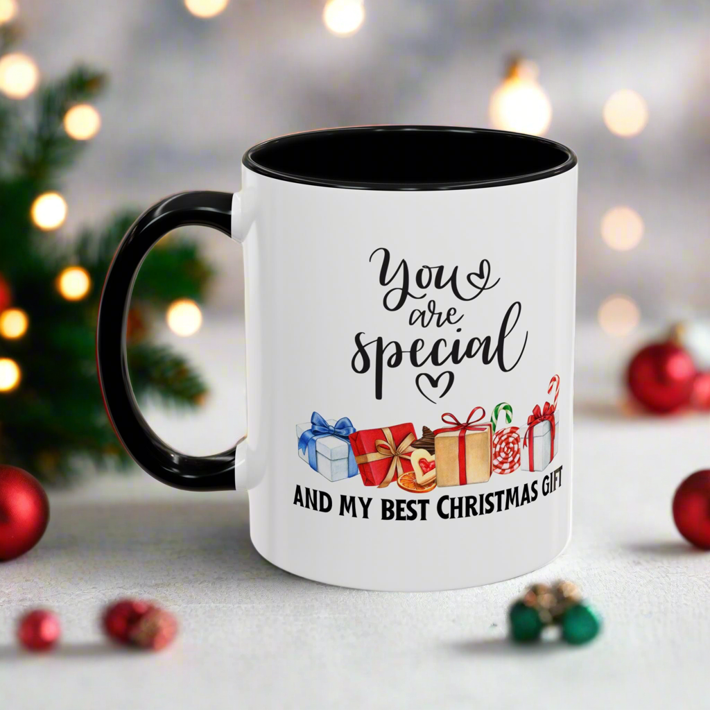 Two-toned Holiday Accent Coffee Mug - 'You Are Special' and my best Gift for Christmas - 11oz & 15oz