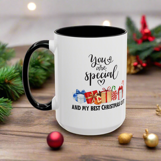 Two-toned Holiday Accent Coffee Mug - 'You Are Special' and my best Gift for Christmas - 11oz & 15oz