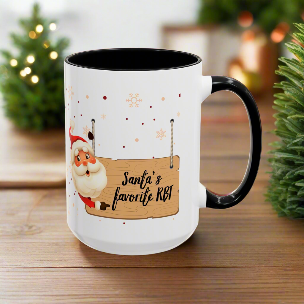 Two-Toned Christmas Mug. “Santa's Favorite RBT Coffee Mug - Holiday Accent Mug - 11oz & 15oz