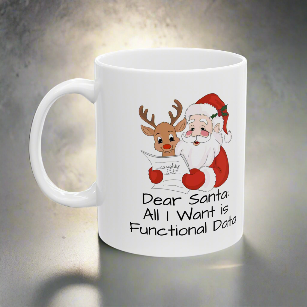 Funny Christmas Ceramic Mug - Santa & Reindeer Design (11oz, 15oz)