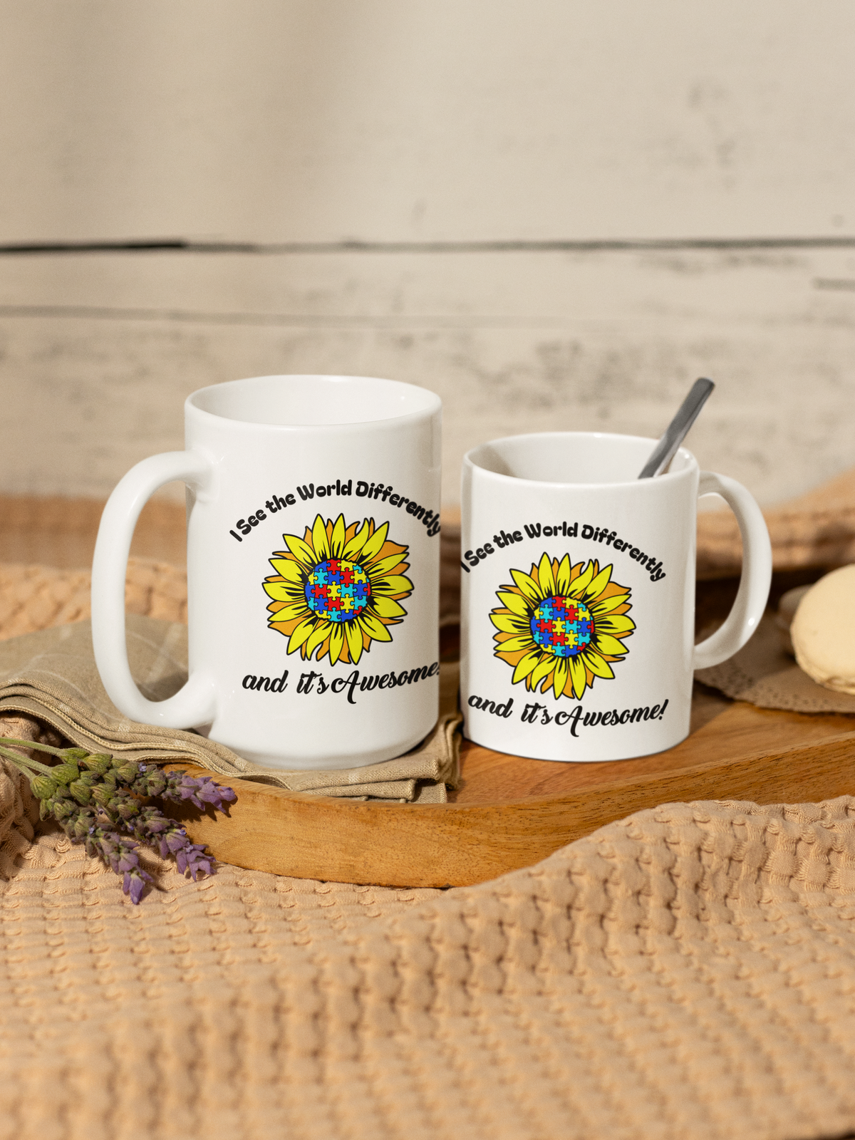 Autism Awareness Inspirational Flower Design Ceramic Mug | 11oz & 15oz