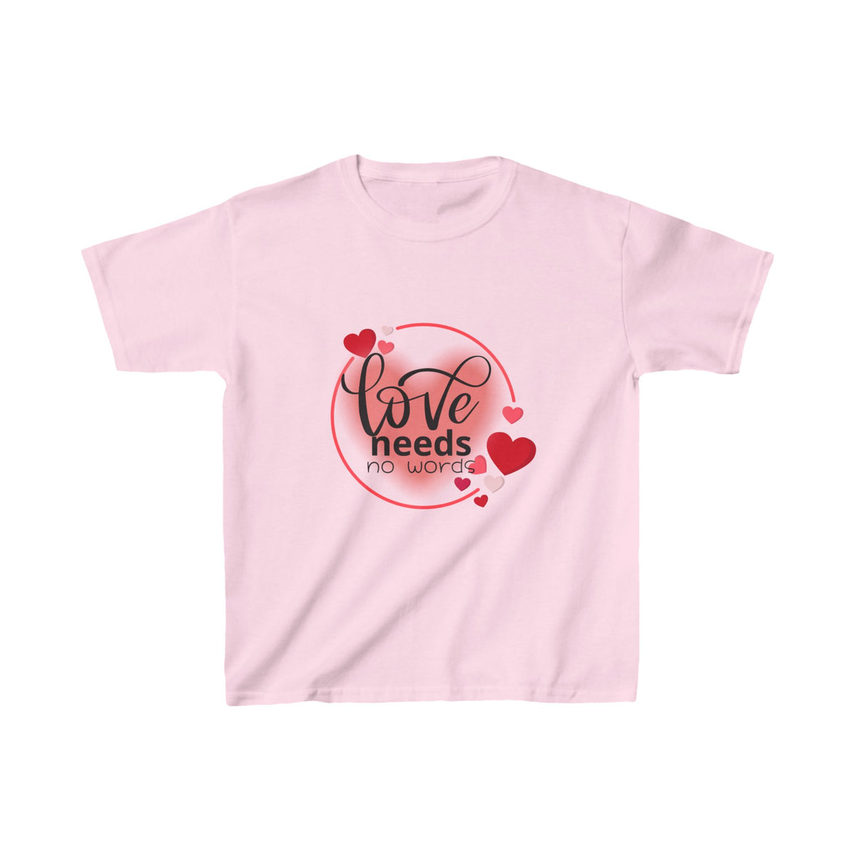 Kids Love Needs No Words Tee - Cute Heart Design for Everyday Wear