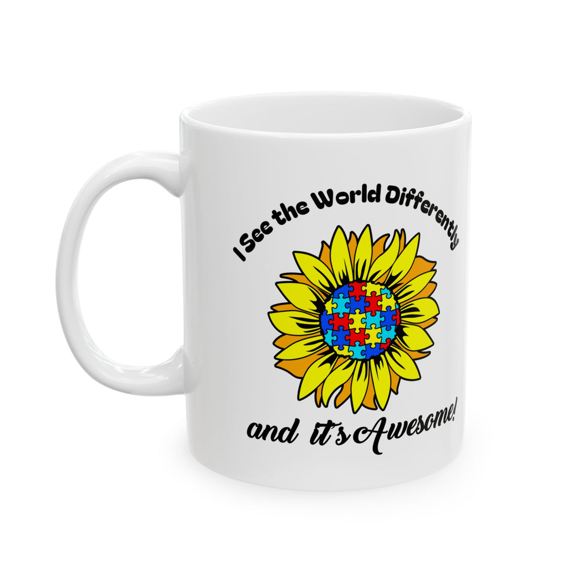 Autism Awareness Inspirational Flower Design Ceramic Mug | 11oz & 15oz