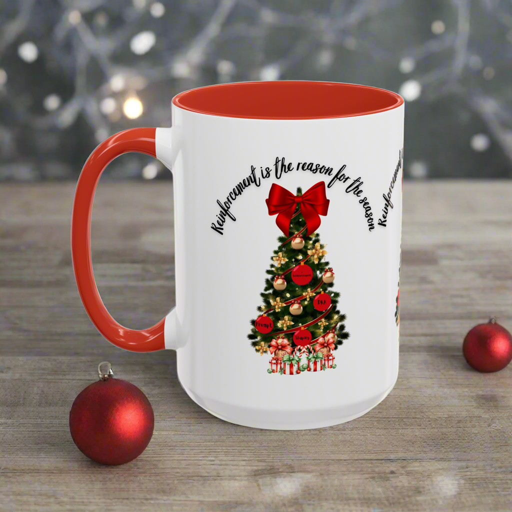 Two-Toned Christmas Coffee Mug “Reinforcement is the Reason for the Season” Holiday Mug. 11oz & 15oz