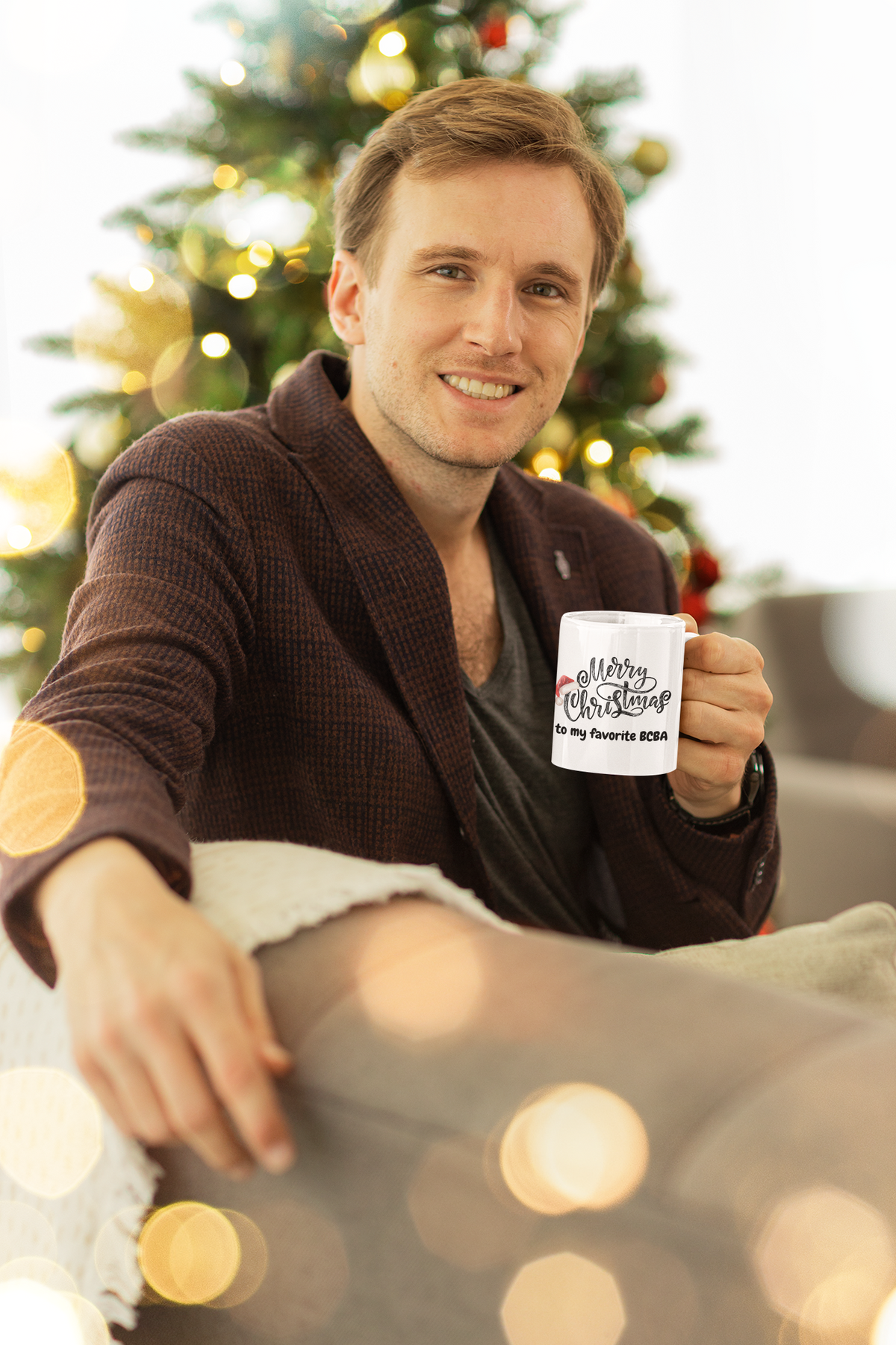 White Holiday Ceramic Mug for Your Favorite BCBA - Perfect Christmas Gift - 11oz & 15oz