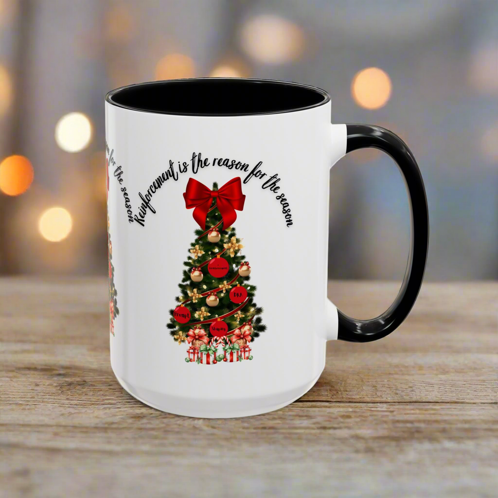 Two-Toned Christmas Coffee Mug “Reinforcement is the Reason for the Season” Holiday Mug. 11oz & 15oz