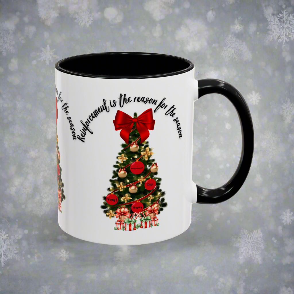 Two-Toned Christmas Coffee Mug “Reinforcement is the Reason for the Season” Holiday Mug. 11oz & 15oz