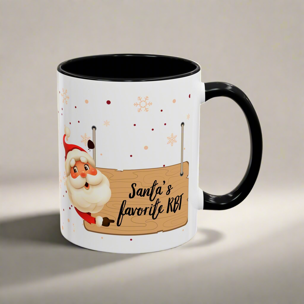 Two-Toned Christmas Mug. “Santa's Favorite RBT Coffee Mug - Holiday Accent Mug - 11oz & 15oz