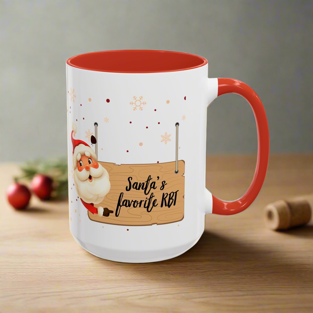 Two-Toned Christmas Mug. “Santa's Favorite RBT Coffee Mug - Holiday Accent Mug - 11oz & 15oz