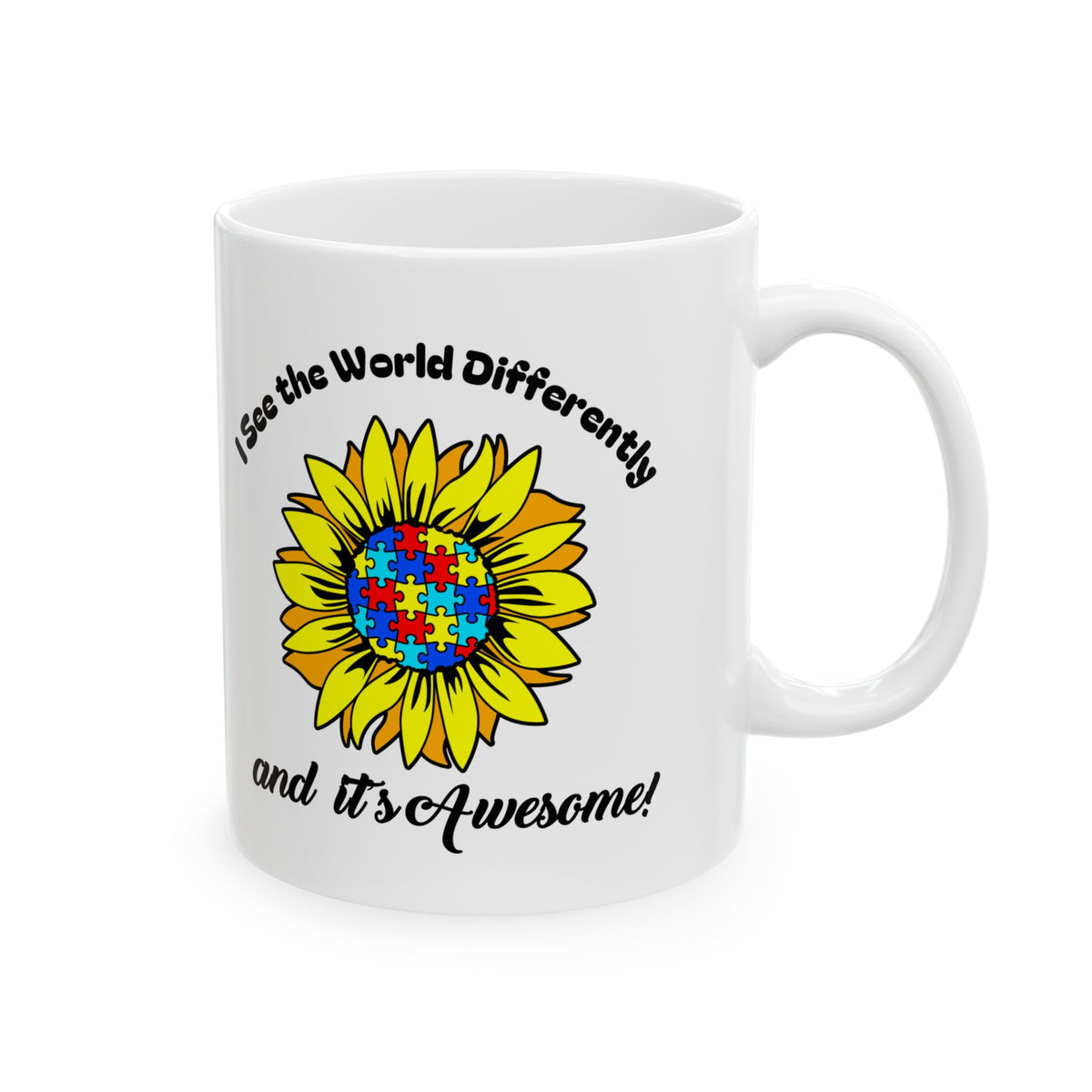 Autism Awareness Inspirational Flower Design Ceramic Mug | 11oz & 15oz