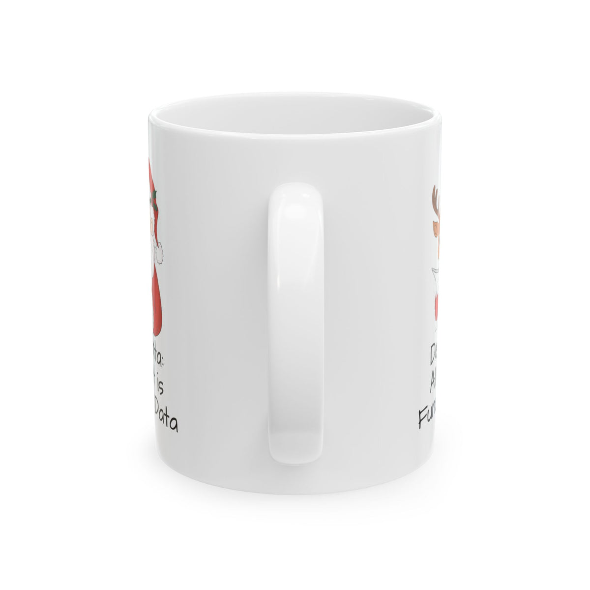 Funny Christmas Ceramic Mug - Santa & Reindeer Design (11oz, 15oz)
