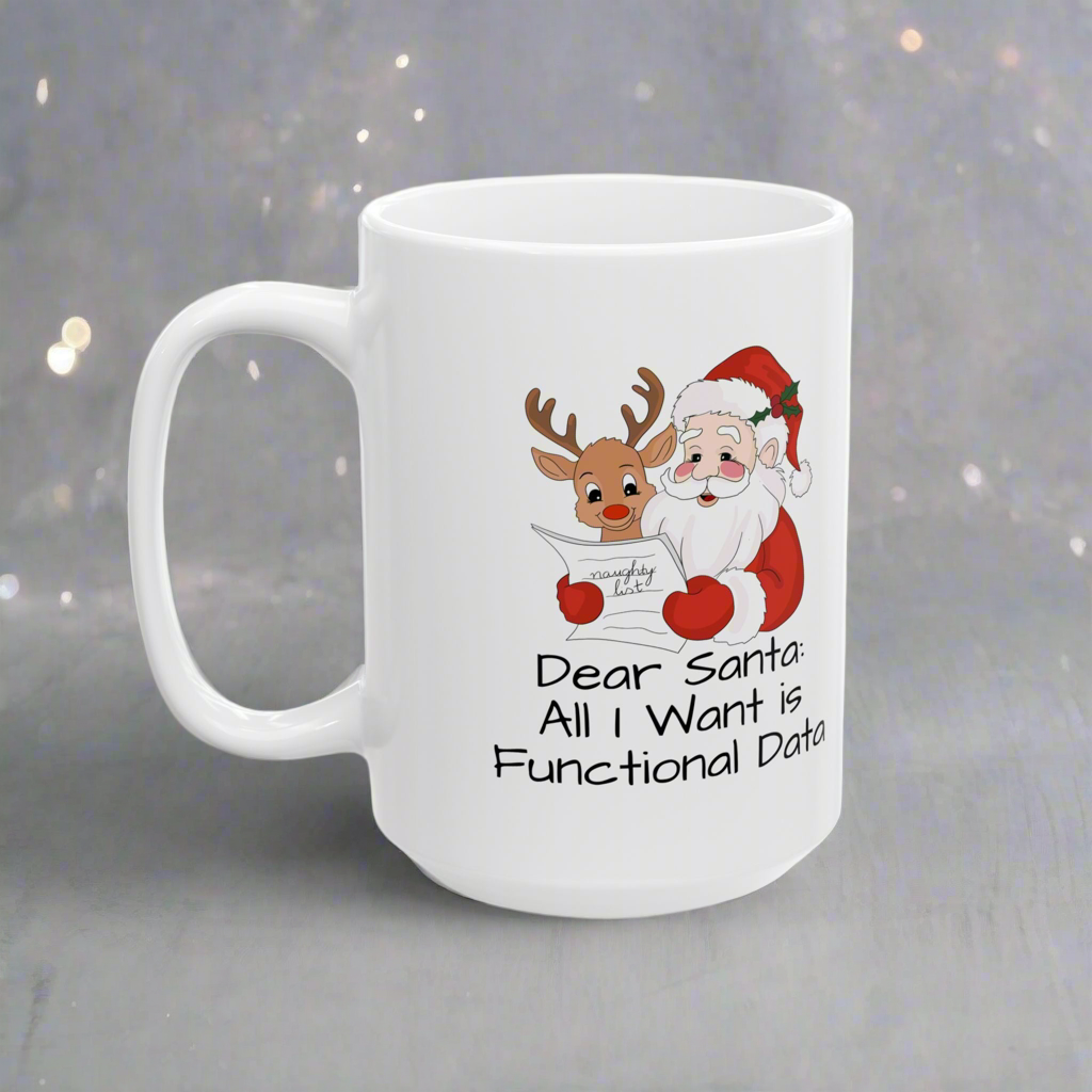 Funny Christmas Ceramic Mug - Santa & Reindeer Design (11oz, 15oz)