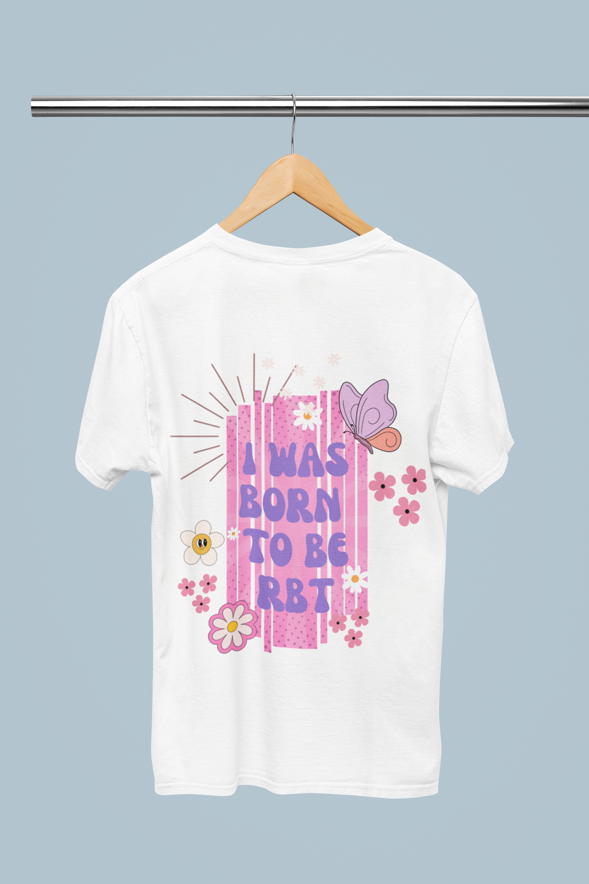 Vintage Floral Unisex Heavy Cotton Tee - 'I Was Born to Be RBT' Design