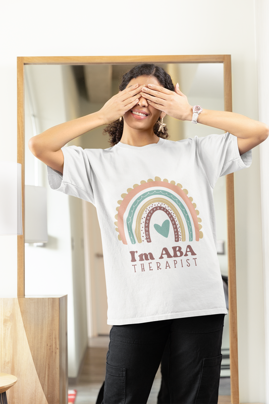 Unisex Heavy Cotton Tee - I'm ABA Therapist Rainbow Design