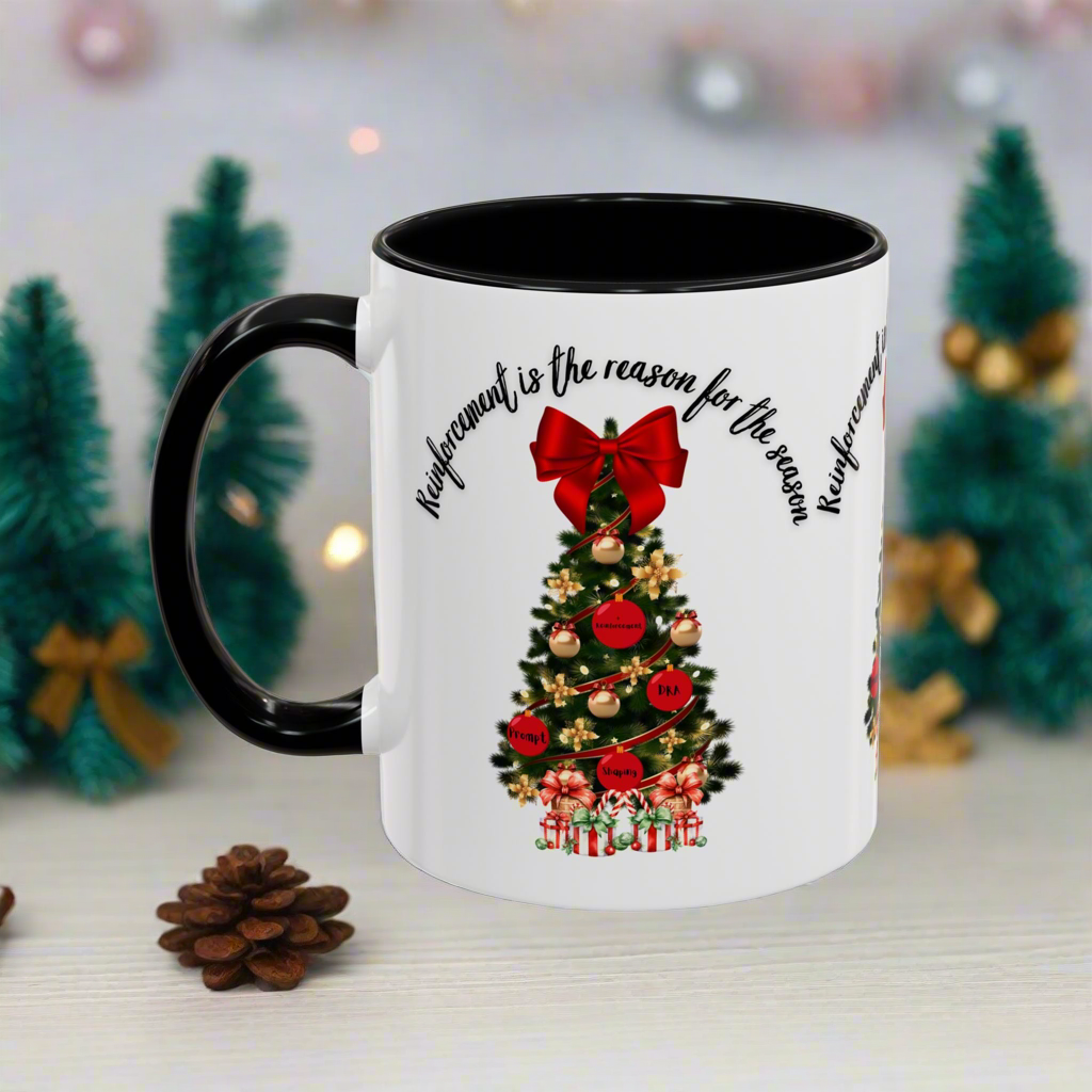 Two-Toned Christmas Coffee Mug “Reinforcement is the Reason for the Season” Holiday Mug. 11oz & 15oz