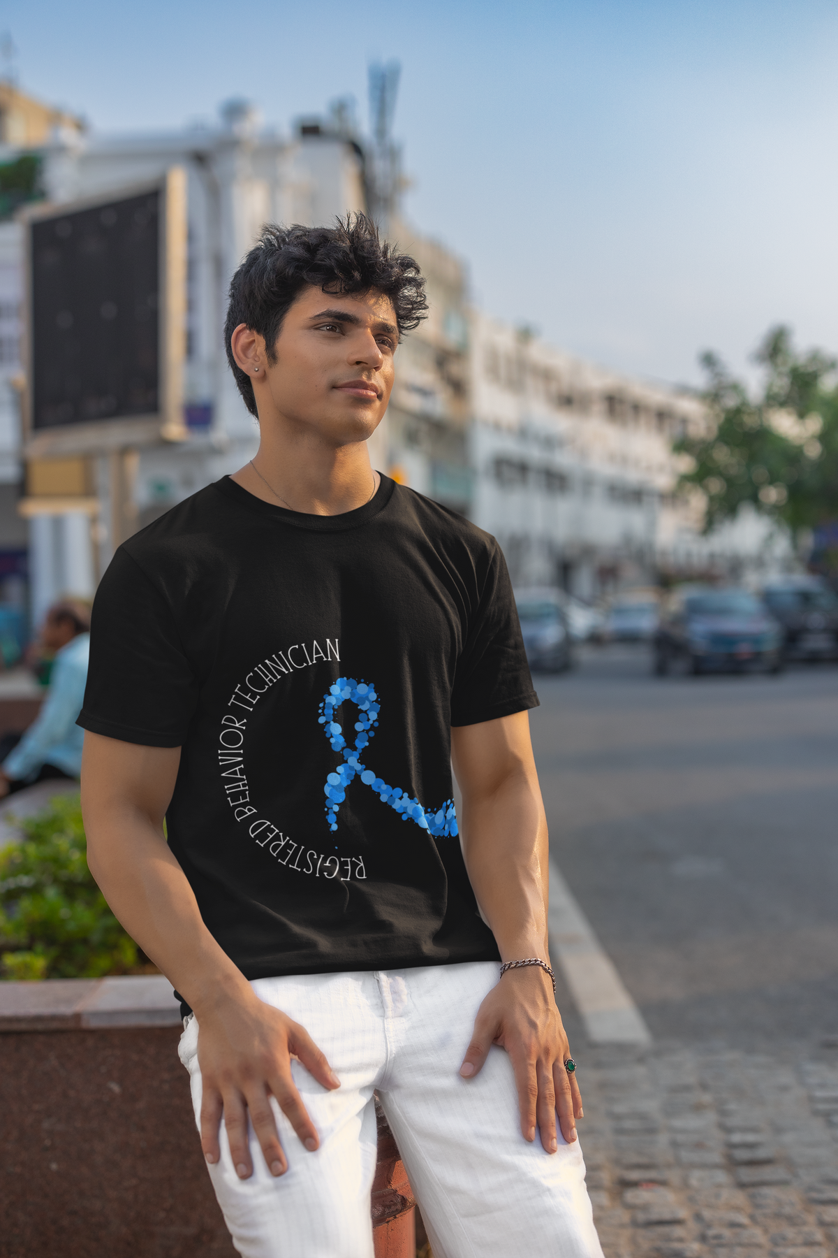 Unisex Heavy Cotton Tee - Registered Behavior Technician Support Tee | Special Awareness Ribbon Design