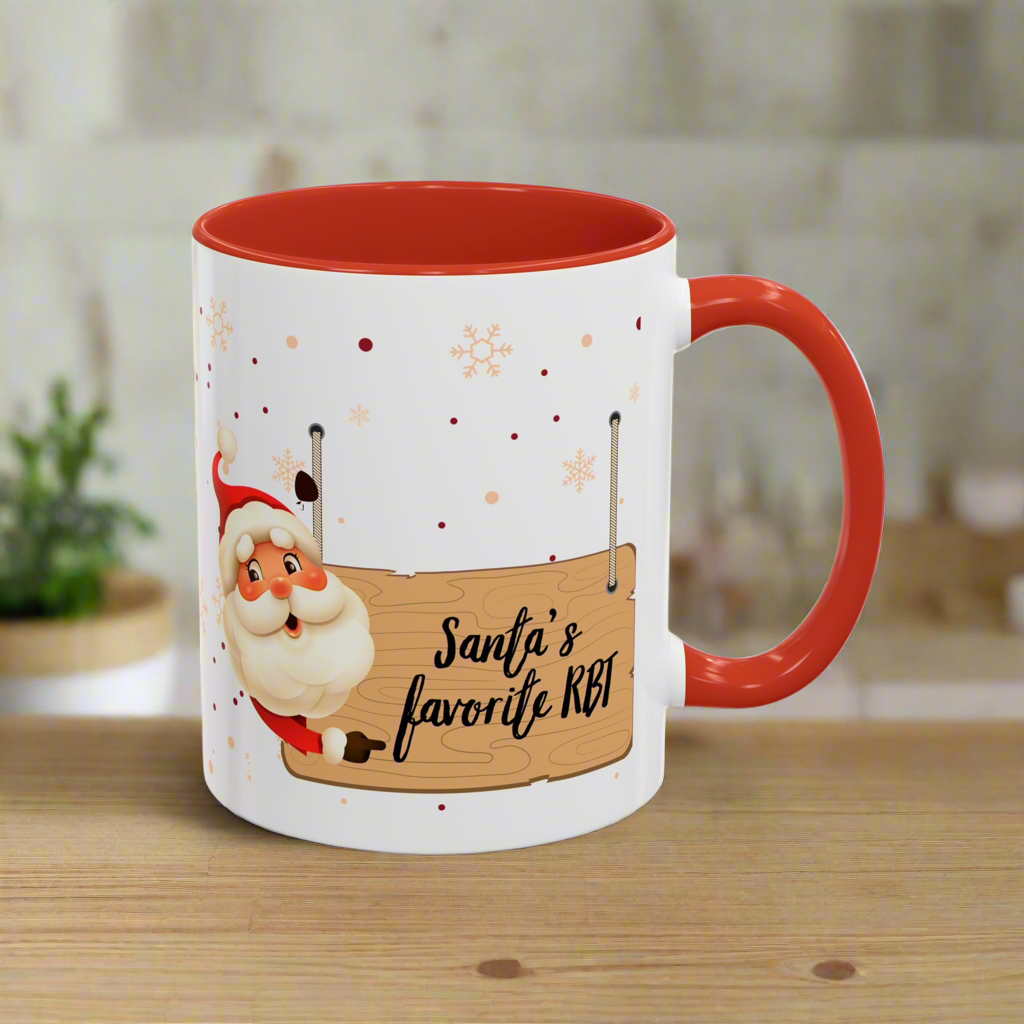 Two-Toned Christmas Mug. “Santa's Favorite RBT Coffee Mug - Holiday Accent Mug - 11oz & 15oz