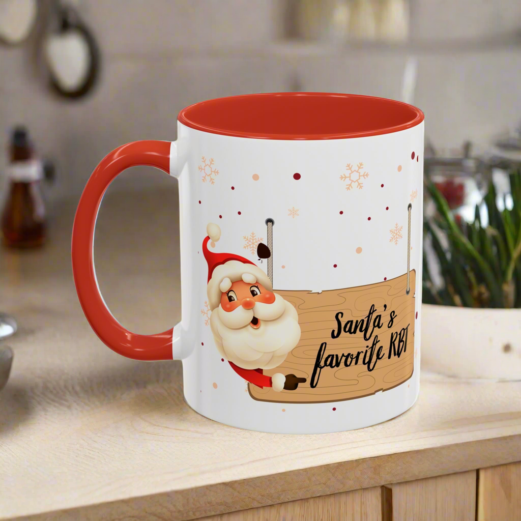 Two-Toned Christmas Mug. “Santa's Favorite RBT Coffee Mug - Holiday Accent Mug - 11oz & 15oz