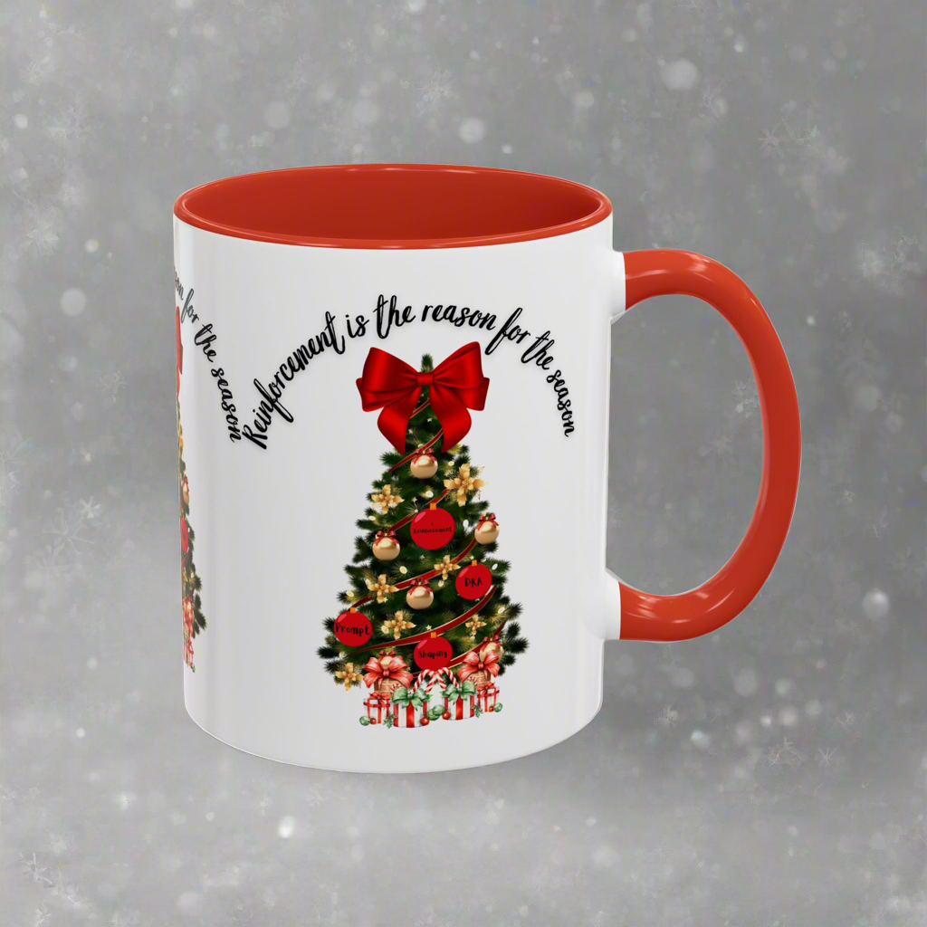 Two-Toned Christmas Coffee Mug “Reinforcement is the Reason for the Season” Holiday Mug. 11oz & 15oz