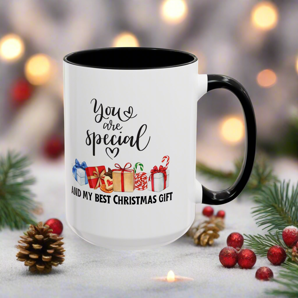 Two-toned Holiday Accent Coffee Mug - 'You Are Special' and my best Gift for Christmas - 11oz & 15oz