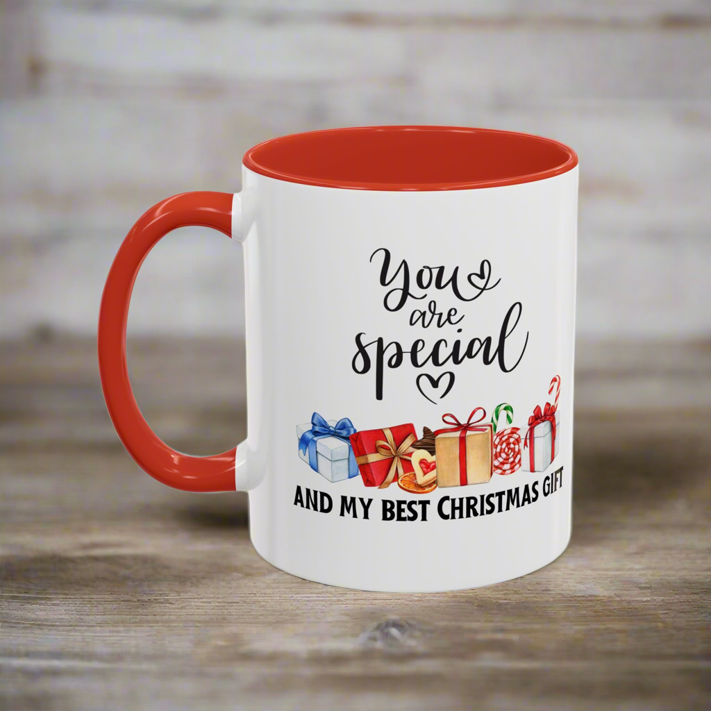 Two-toned Holiday Accent Coffee Mug - 'You Are Special' and my best Gift for Christmas - 11oz & 15oz