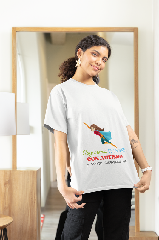 T-Shirt 'Soy Mamá de un niño con autismo y tengo superpoderes'. Unisex Heavy Cotton Tee (Spanish Edition)